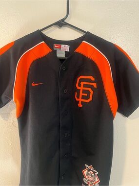 Nike Black and Orange SF Logo Baseball Jersey